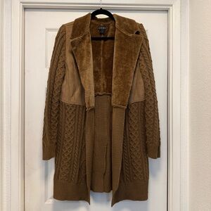 CENY Brown Knit Cardigan with Faux Fur Lining - Size S